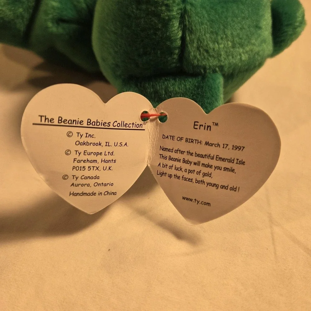 Ty Beanie Baby Erin The Bear 1997 Retired Plush Toy With Errors